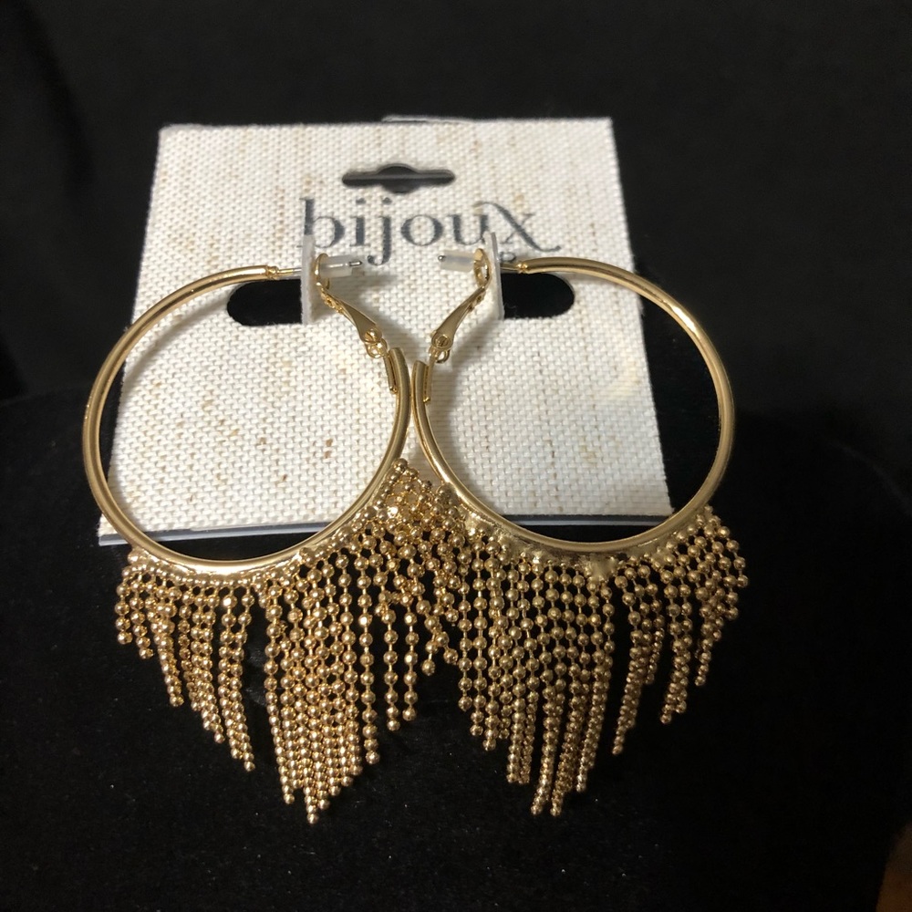 Gold hoop dangly earrings